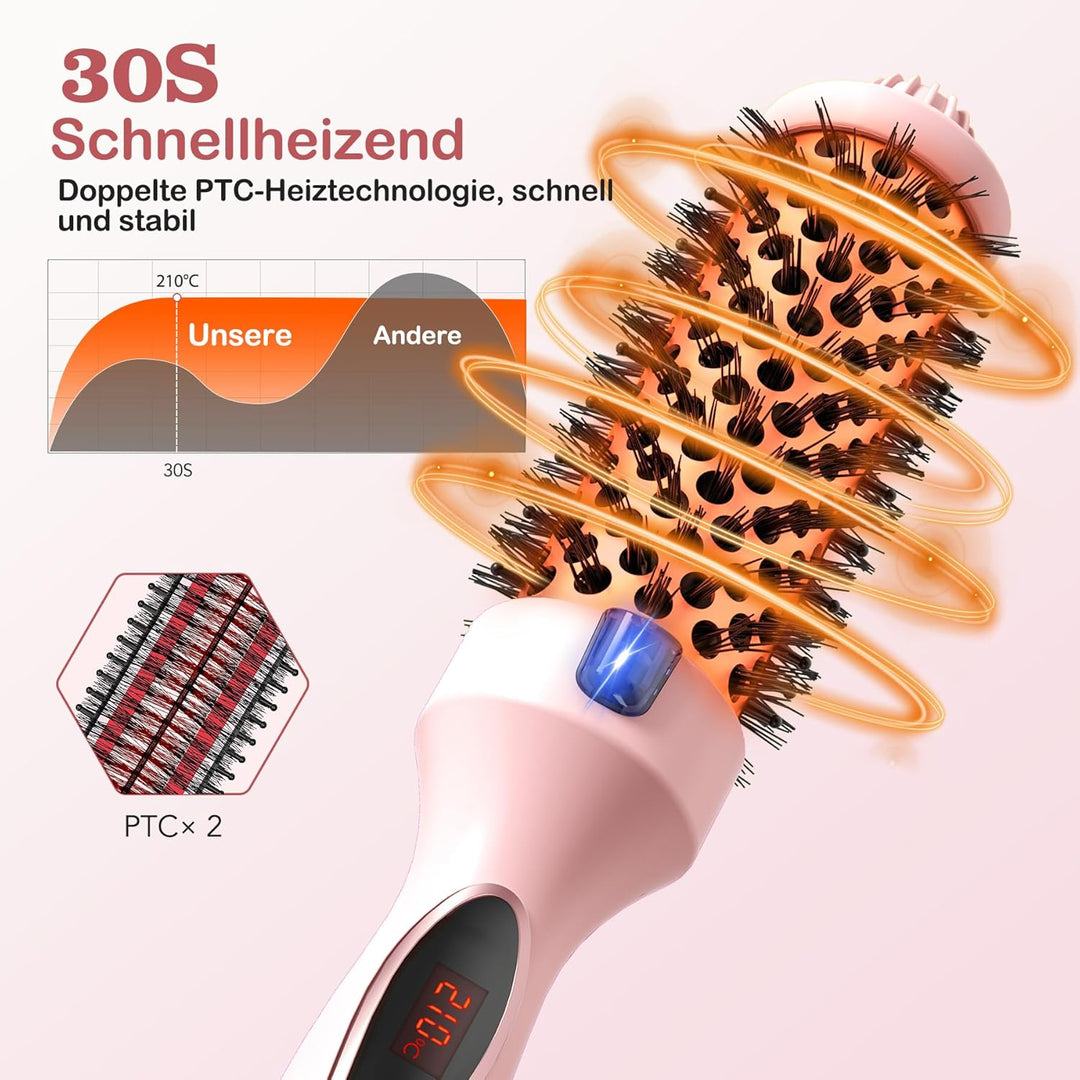 Thermobürste, Thermal Brush Ionische Lockenbürste Erhitzt zur Erzeugung Natürlicher Locken, Haarglät