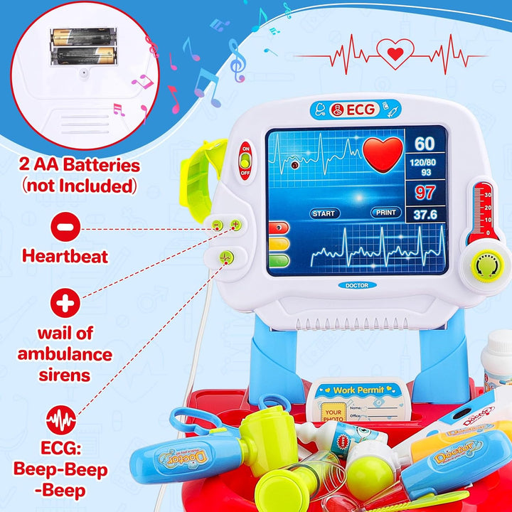 deAO Toys Little Doctor tragbares Krankenhaus-Spielset für Kinder, für Rollenspiele, mit