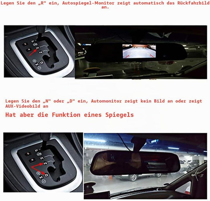 Rückfahrkamera Monitor, HD TFT LCD-Bildschirm Auto Monitor Rückspiegelmonitor Einfache Installation