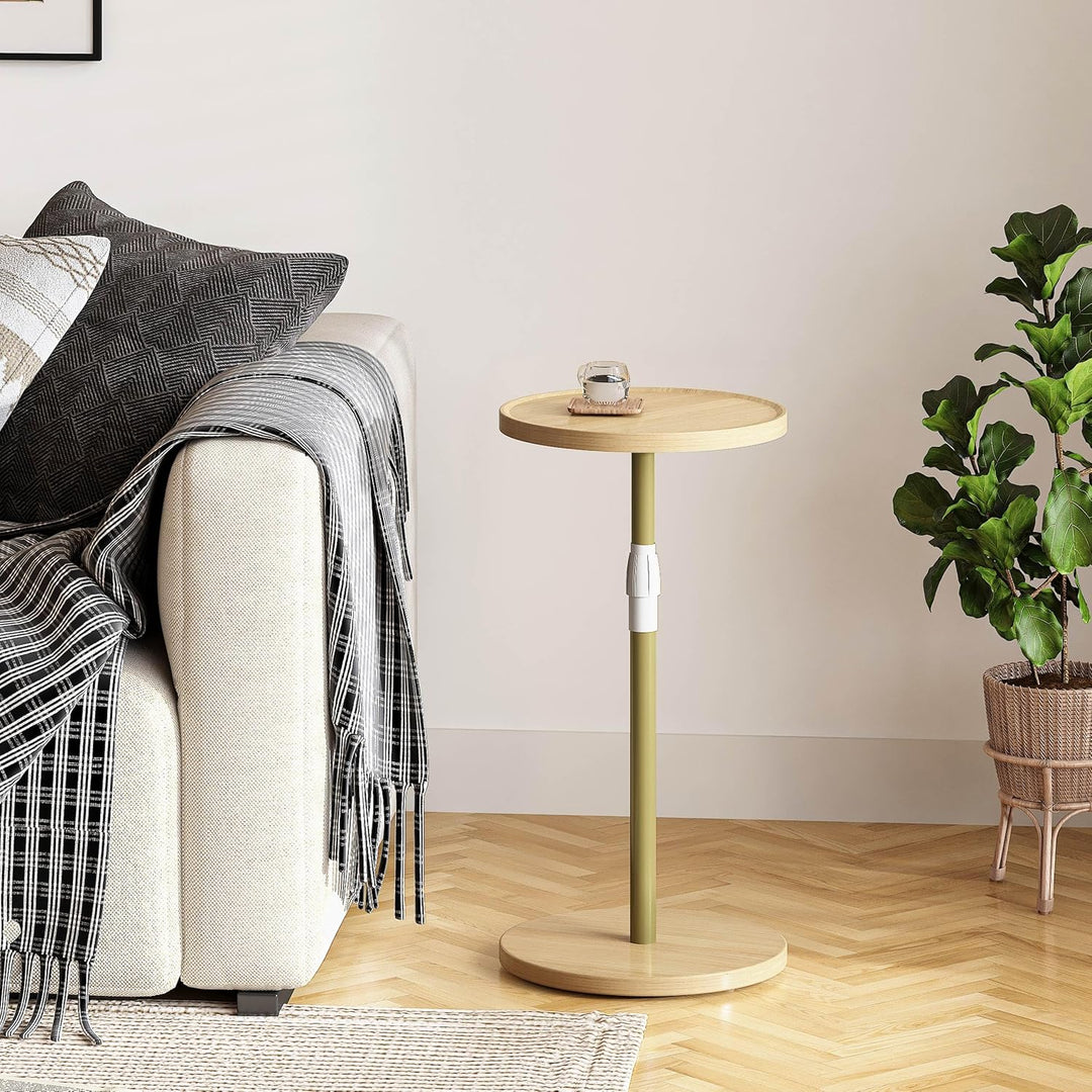 Beistelltisch Rund,Verstellbarer Kleiner Tisch,Nachttisch Holz,Beistelltisch Couch für kleine Räume,