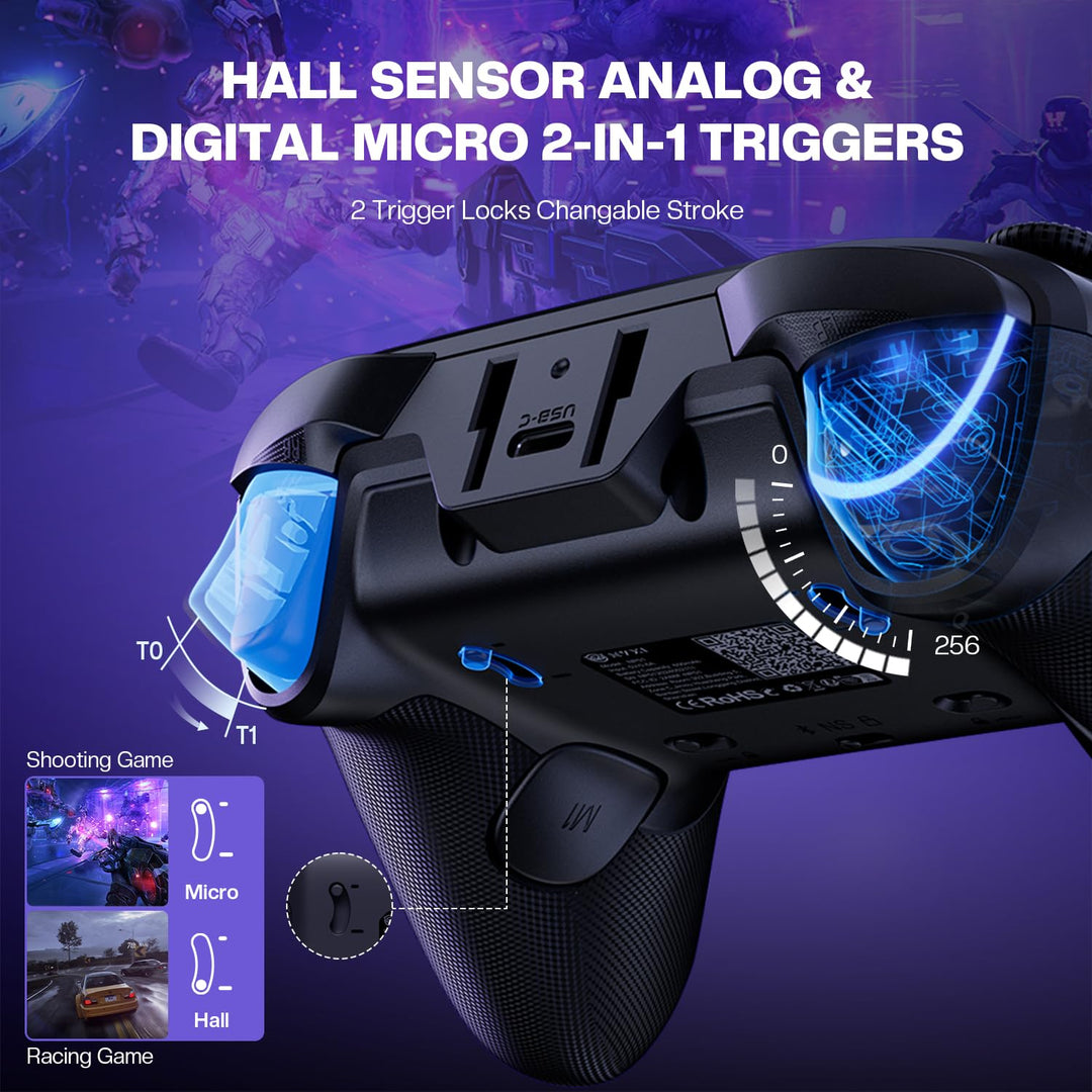 NYXI Flexi Wireless PC Controller - Hall Effect Sensing Joystick, Hall Analong Triggers, Interchange
