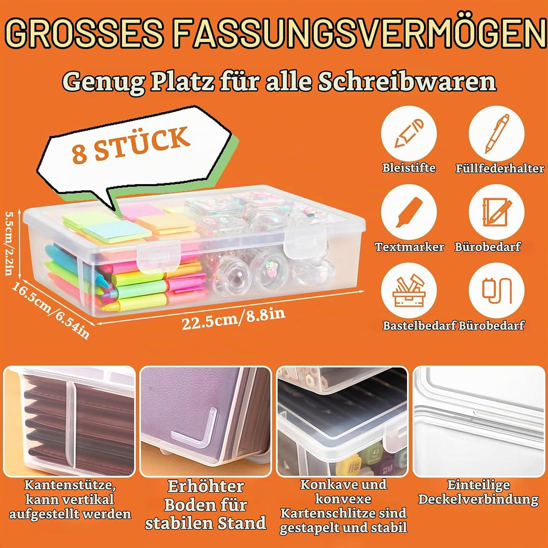 Aufbewahrungsbox Für Büromaterial, Plastik, Stiftebox Mit Snap-Dicht Deckel, Stapelbar, Für Schreibw