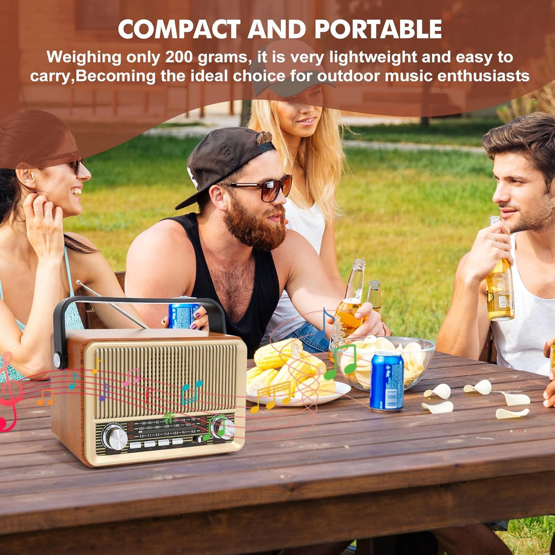 Retro Radio mit Bluetooth, Kofferradio Batteriebetrieben oder mit Stromkabel, Nostalgie Küchenradio