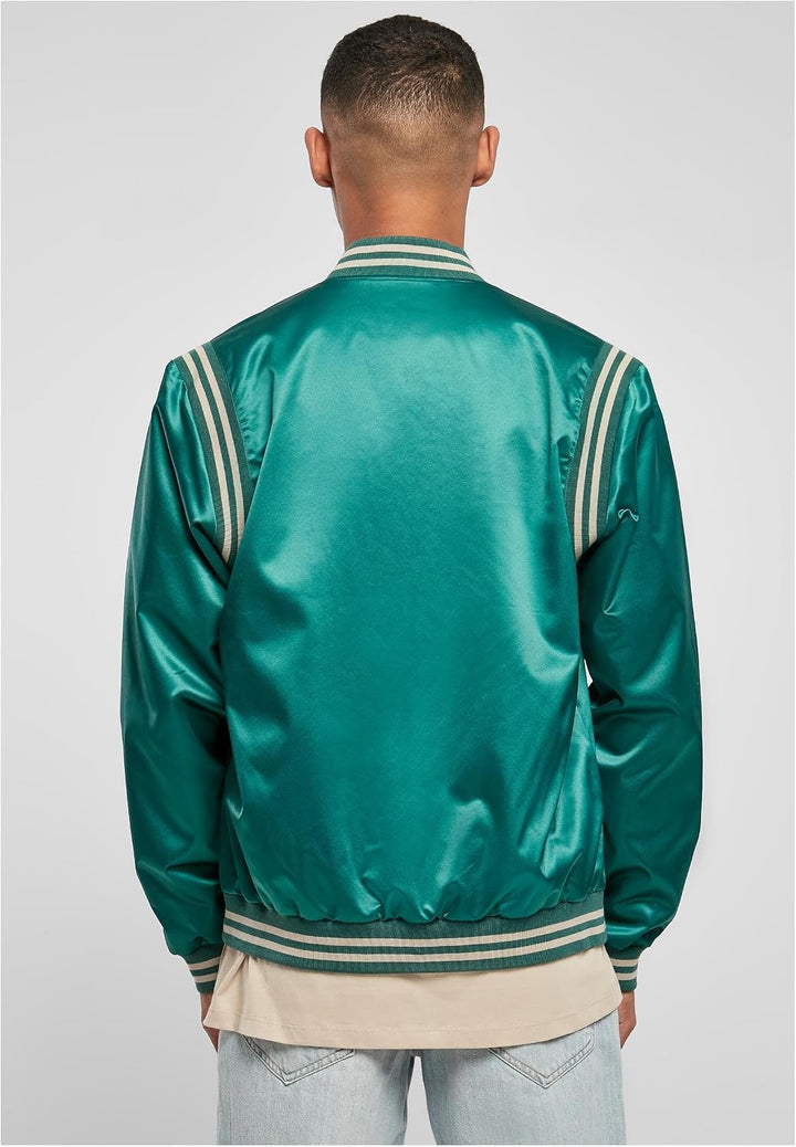 Urban Classics Herren Satin College Jacket L Grün, L Grün