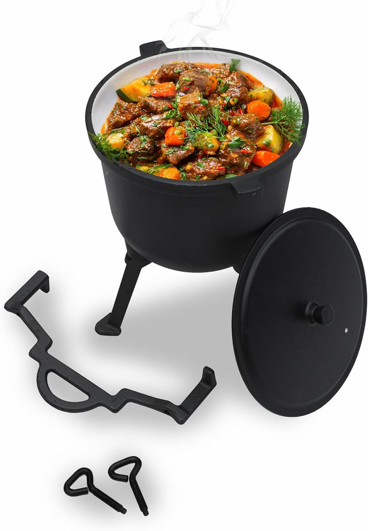 Emaillierter Gusseisentopf ungarischer Jagdtopf für das Lagerfeuer 8L 10L (10L), 10L