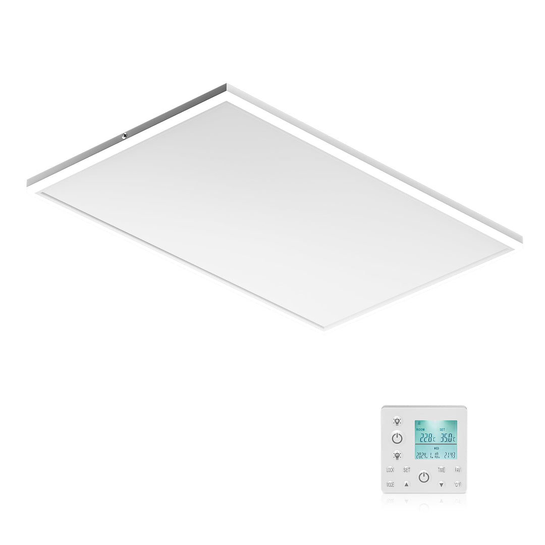 Wiltec Infrarot Deckenheizung 370 W, Infrarotheizung Deckenmontage mit LED-Beleuchtung 65,5 x 63 x 3