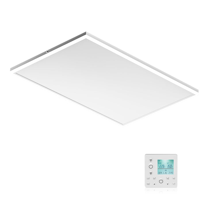 Wiltec Infrarot Deckenheizung 370 W, Infrarotheizung Deckenmontage mit LED-Beleuchtung 65,5 x 63 x 3