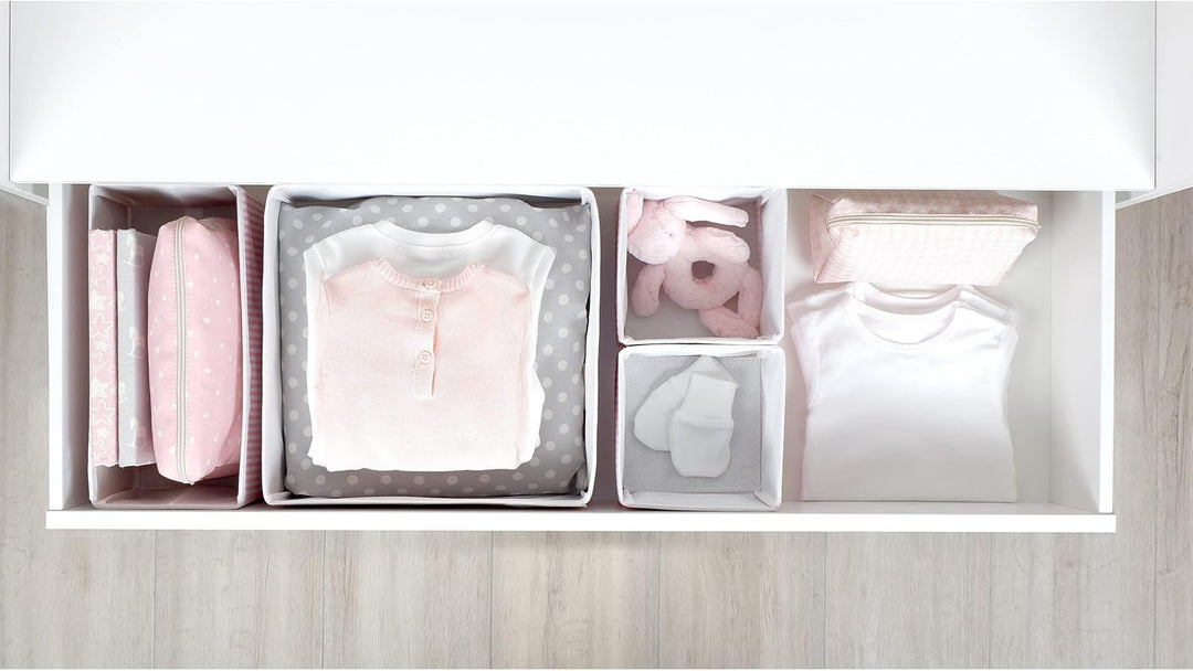 Ocean Home Textile 4er Set Rosa Gestreift Aufbewahrungsbox für Schublade, Faltbare Schubladen Ordnun