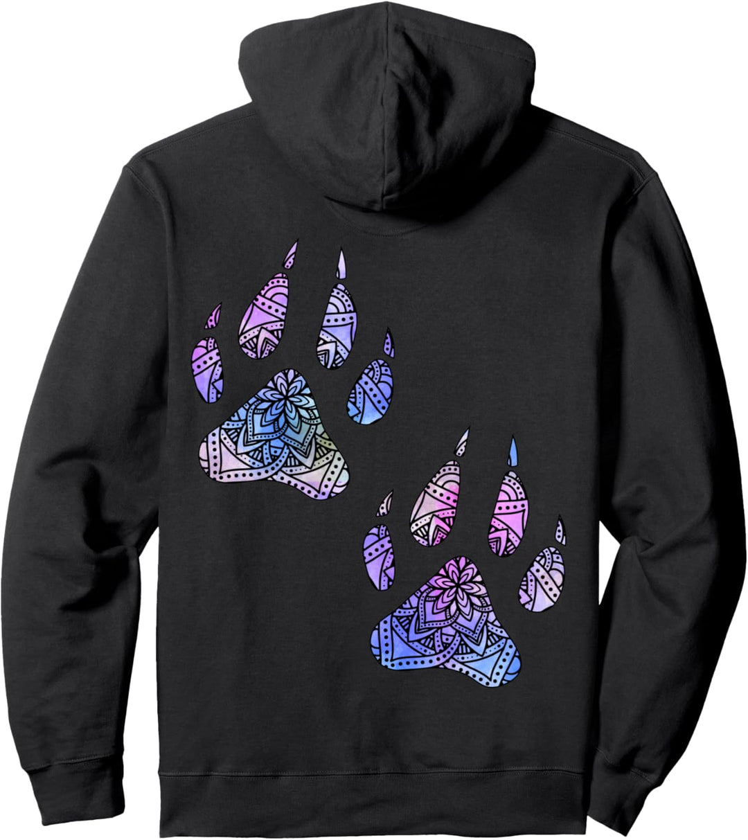 Wolf Dog Paws Mandala Design 3 - Fan Fun Pullover Hoodie
