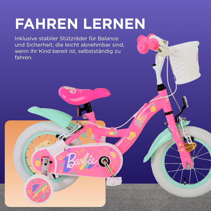 Volare Kinderfahrrad | 3–5 Jahre | Doppelte Handbremse, abnehmbare Stützräder, Pedalreflektoren & Tr