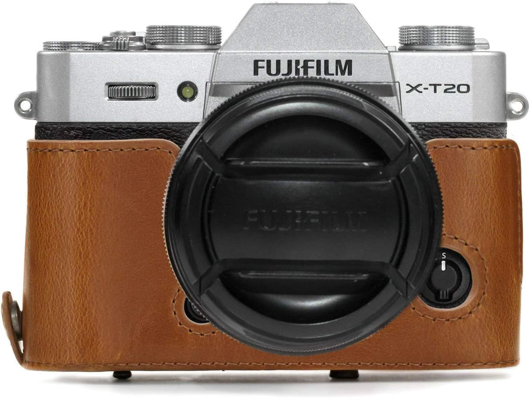 MegaGear MG578 Ever Ready Leder Kameratasche mit Trageriemen kompatibel mit Fujifilm X-T30, X-T20 (1