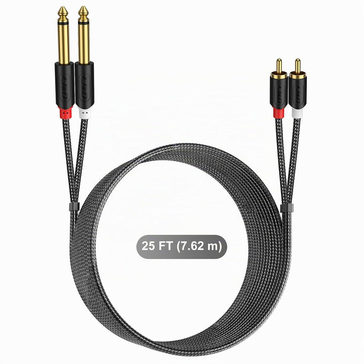 J&amp;D 2x 6,35 mm zu 2RCA Kabel, Gold-Plated [AudioWave-Serie] 2 x 6,35mm 1/4" Männlich TS zu 2 RCA Män