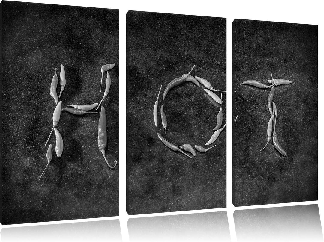 Pixxprint Hot Chili Sharp Red als Leinwandbild/Grösse: 3 Teilig (120x80 cm) cm/Wandbild/Kunstdruck/f