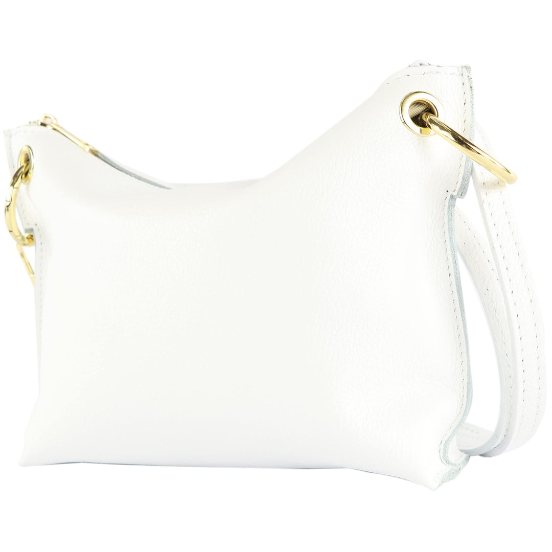modamoda de T243 Damen Leder Umhängetasche Schultertasche handmade in Italy Weiss, Weiss