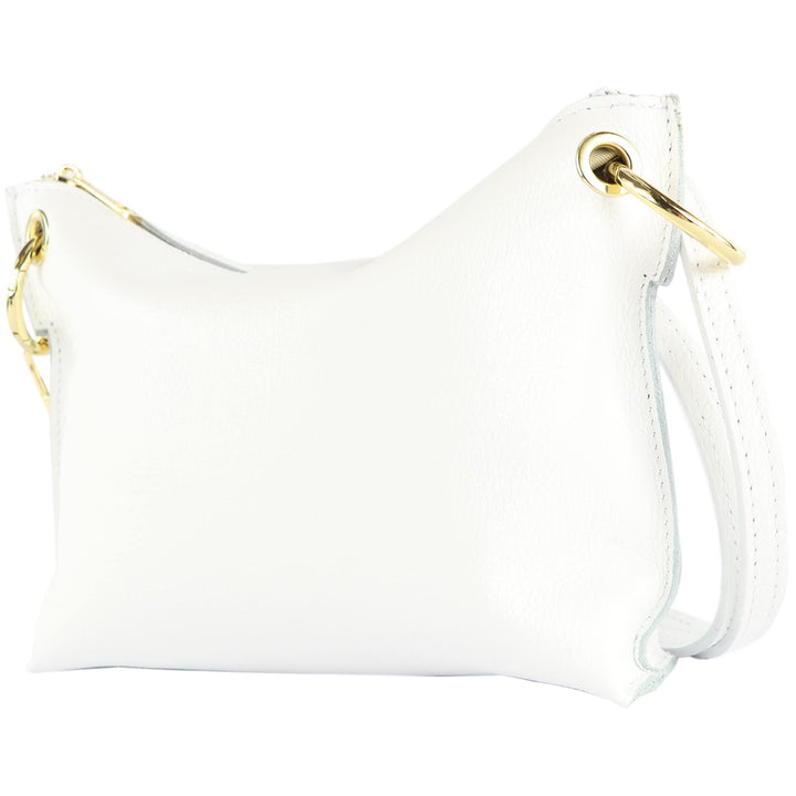 modamoda de T243 Damen Leder Umhängetasche Schultertasche handmade in Italy Weiss, Weiss