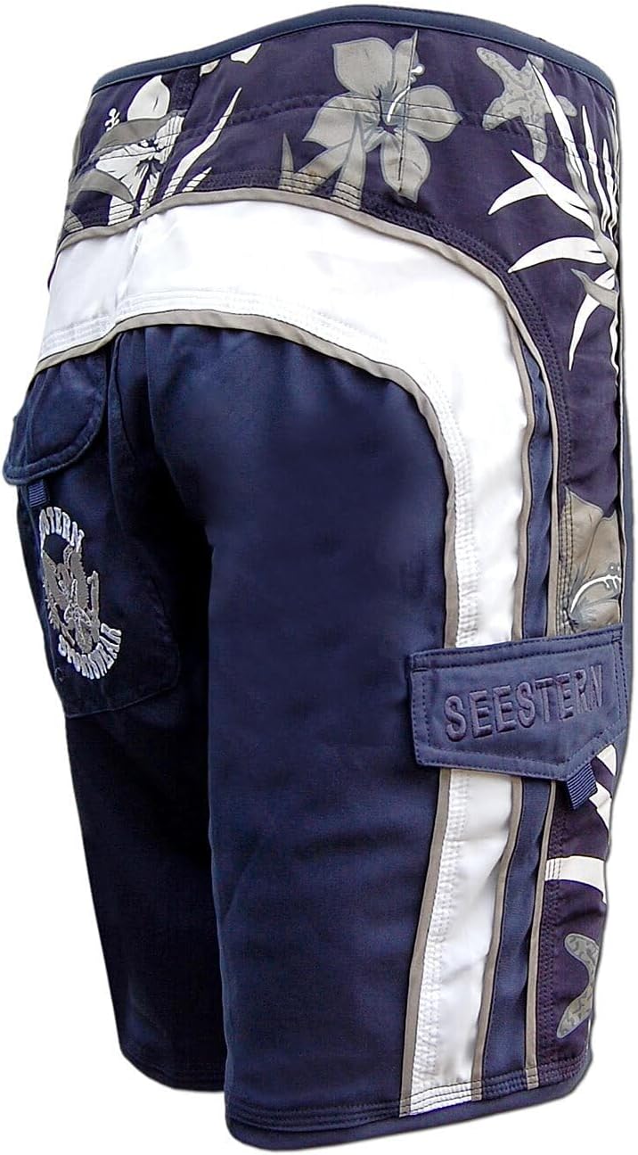 SEESTERN Herren Microstrech Boardshorts Surfshorts Boardshort Badehorts XS-3XL /2343 3XL Blau, 3XL B