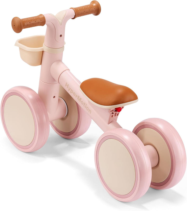 HyperMotion TOBI MINI Pinkes 4-Rad Laufrad für Kinder 12–36 Monate, Leichtes Rutschfahrzeug mit Korb