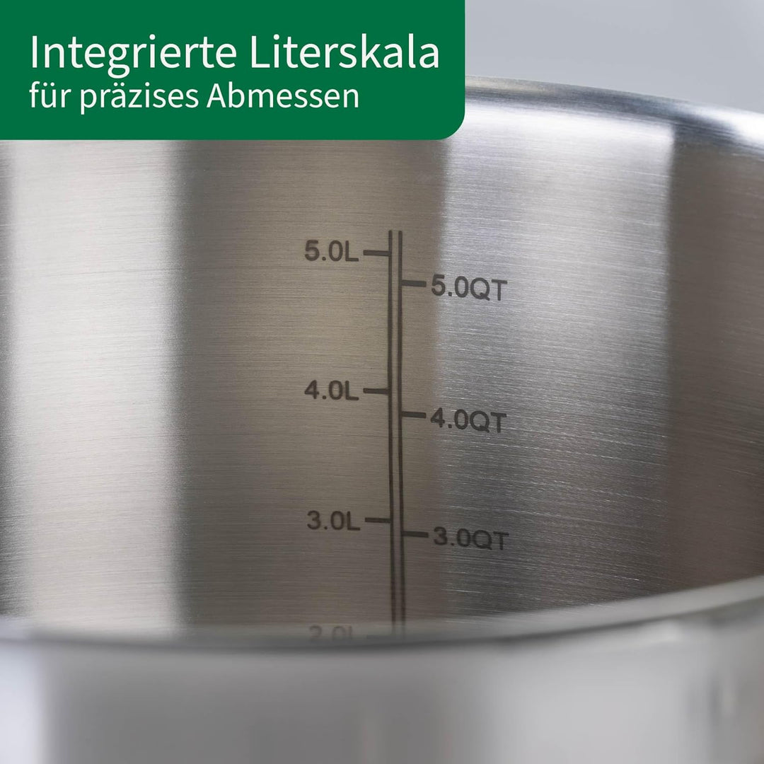FACKELMANN Chefkoch trifft Kochtopf mit Glasdeckel – ø24cm Edelstahl 18/8, Aluminium-Kern, für alle