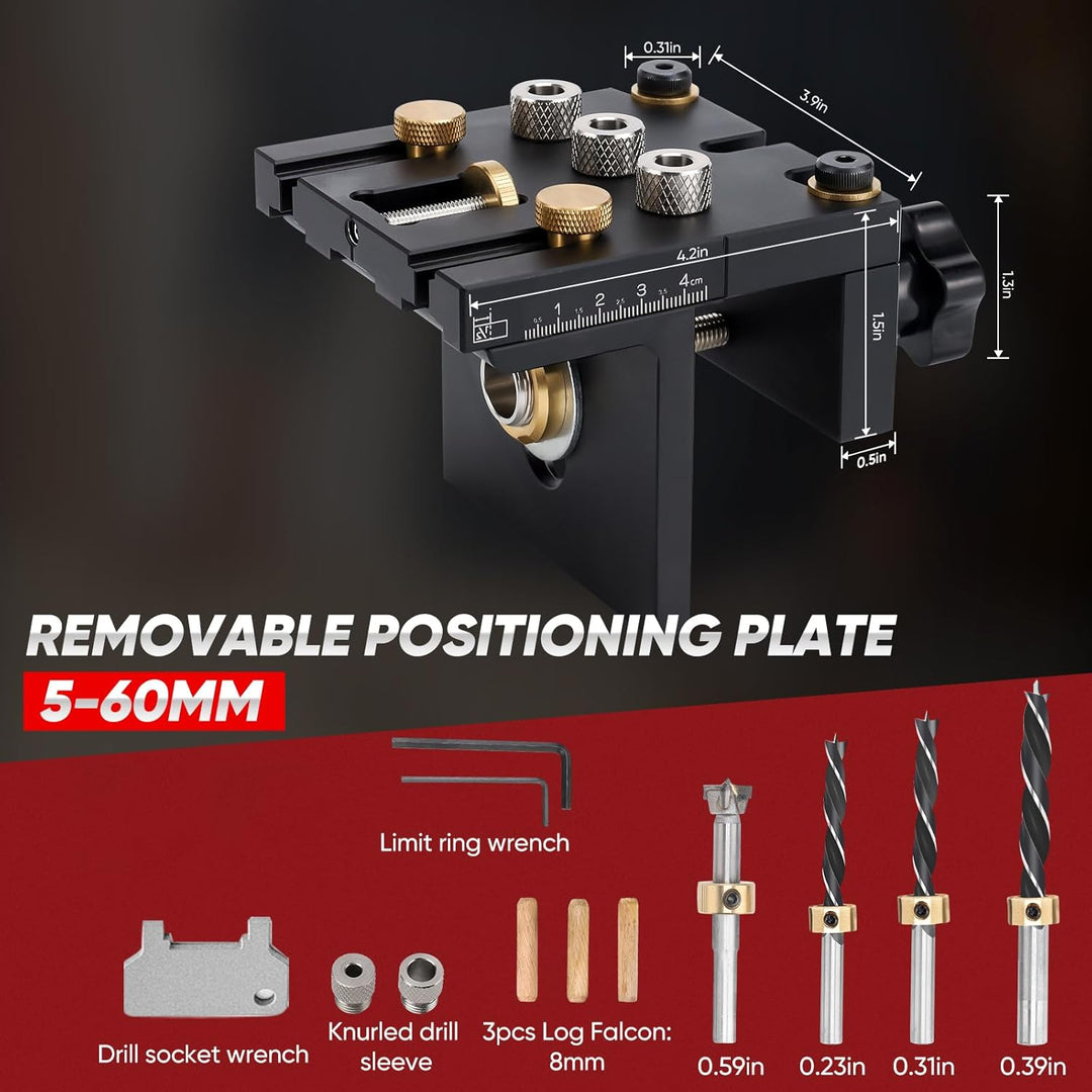 Ampvolts 6/8/10/15mm Holzdübel Bohrschablone Möbelbau - 3 in 1 Bohrlehre für Die Holzbearbeitung Exa