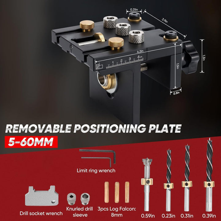 Ampvolts 6/8/10/15mm Holzdübel Bohrschablone Möbelbau - 3 in 1 Bohrlehre für Die Holzbearbeitung Exa