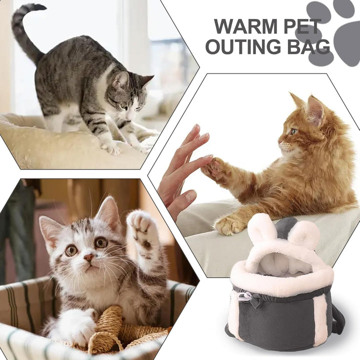 Katzentasche, weicher und Warmer Katzen- und Hunde-Frontträger, Doppeltaschen-Rucksack, Winter-Plüsc