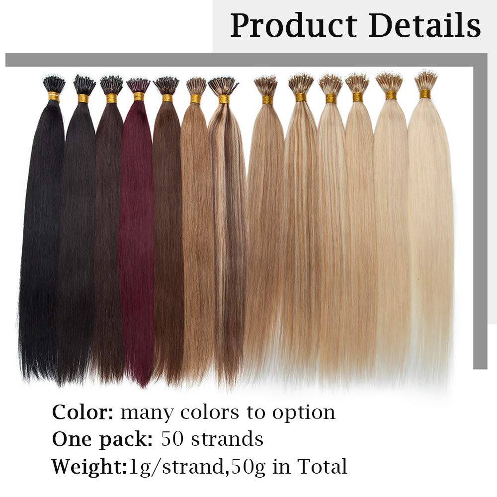 SEGO Nanoring Extension Echthaar 1g Loop Haarverlängerung Haarteile 50 Strähnen 7A 100% Remy Human H