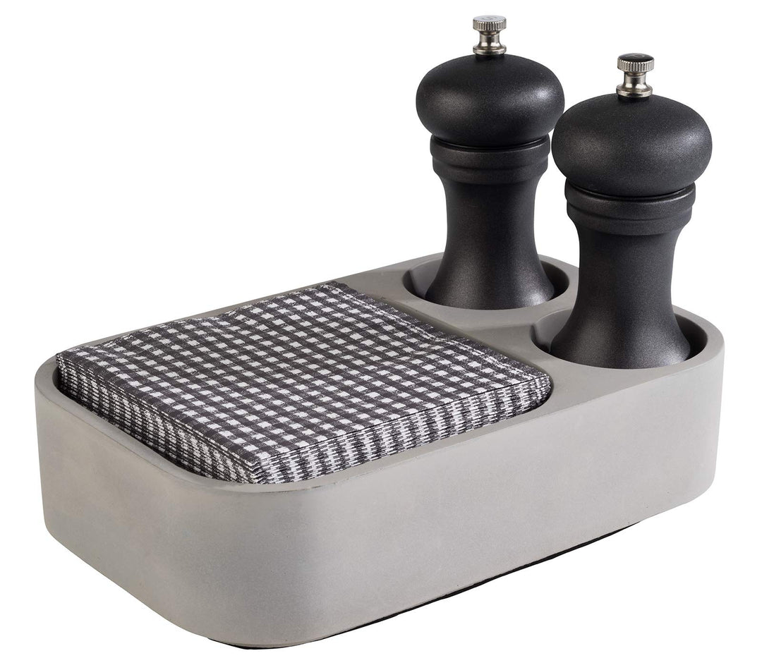 APS 11648 Table Caddy „Element“, graue Tischhilfe aus Beton mit 2 Löchern ( je 6,5 cm) und möbelscho