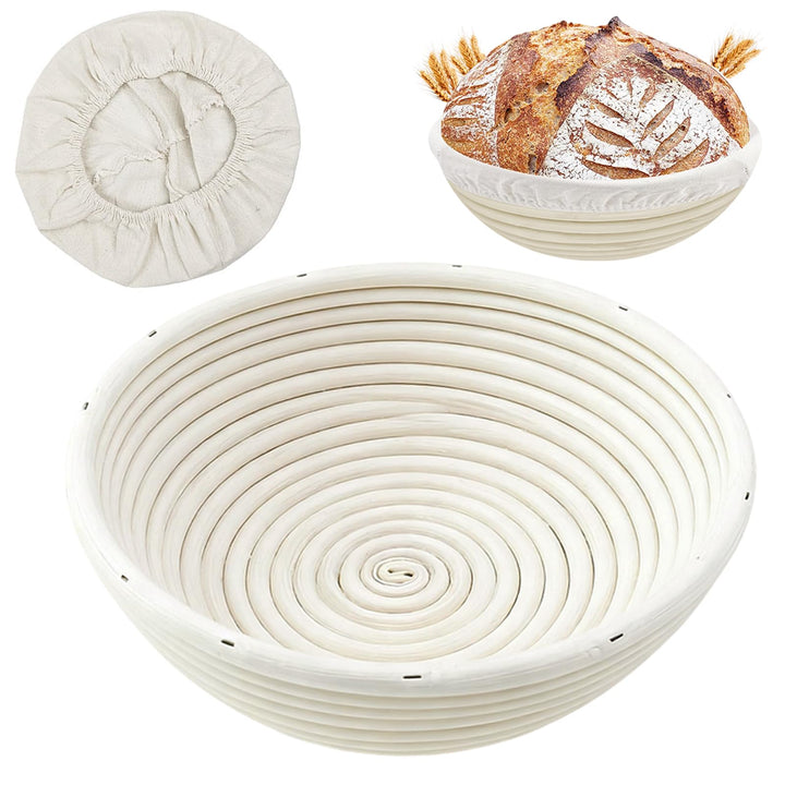 Gärkörbchen, Gärkorb für Reben, Handgemacht Rattan Brotkorb mit Leineneinlage, Brot Backen Zubehör,