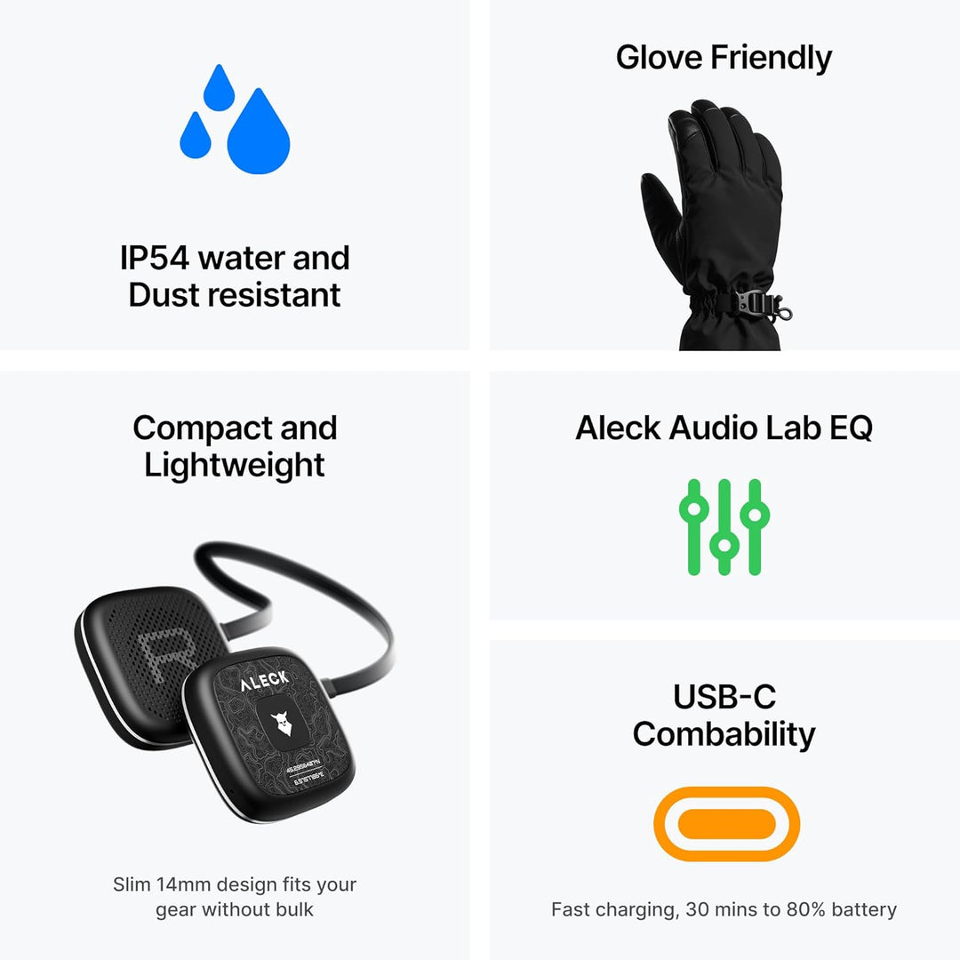 ALECK Snow Series Pro Universal Wireless Bluetooth Helm Lautsprecher Kopfhörer für Ski und Snowboard