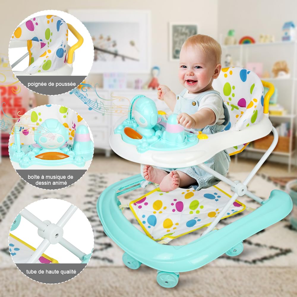 Lauflernhilfe für Babys, faltbar, Lauflernhilfe für Babys, multifunktional, mit leisen Rädern, Aktiv