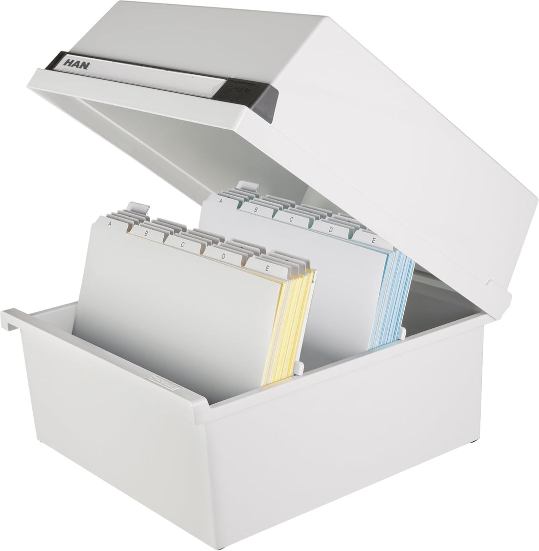 HAN Karteikasten DIN A4 quer, modernes Design für 1.300 Karteikarten mit grossem Beschriftungsfeld,