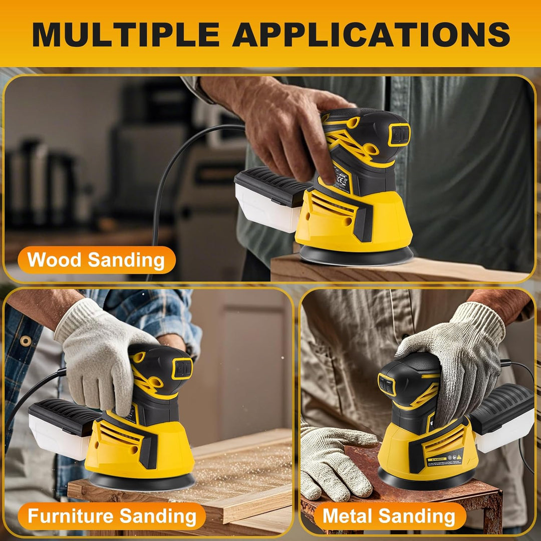 Enventor Exzenterschleifer 125mm, 350W Schleifmaschine 6000-13000 OPM, 6 Gänge, Multischleifer mit A