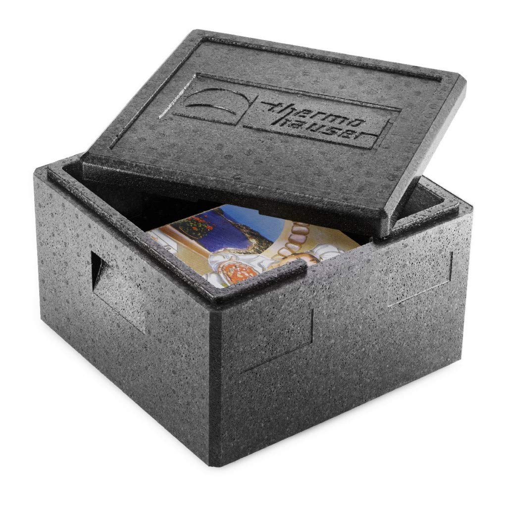 thermohauser EPP-Thermobox Pizza schwarz mit Deckel - 37,5 Liter - 41 x 41 x 36 cm - Pizzabox für Li