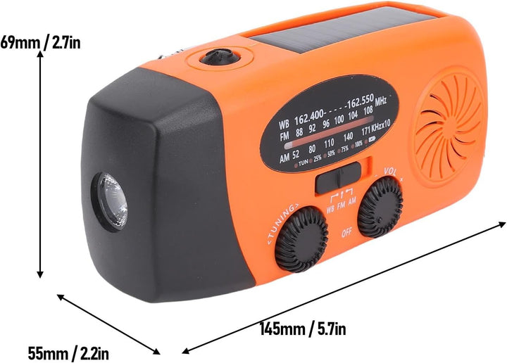 Notfallradio, Solarhand Crank Radio, NOAA AM FM Wetter, mit Mobiltelefonladegerät, LED Taschenlampe,