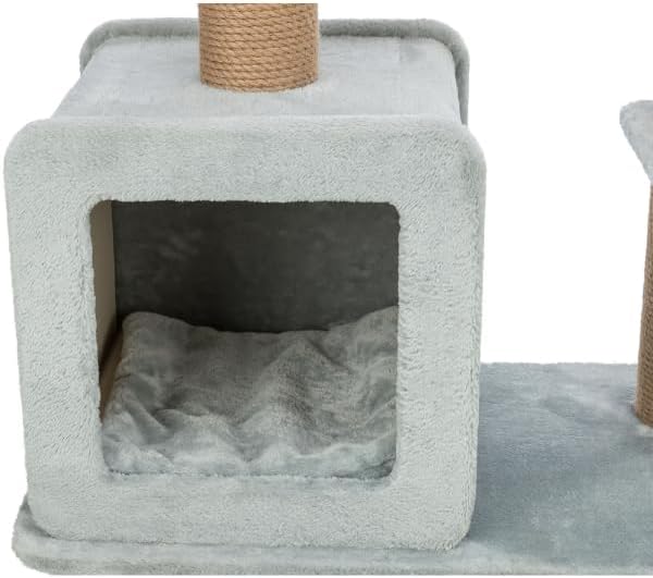 TRIXIE Kratzbaum Elena 83 cm in grau – Kleiner & Schlichter Katzenbaum mit gemütlicher Höhle, komfor