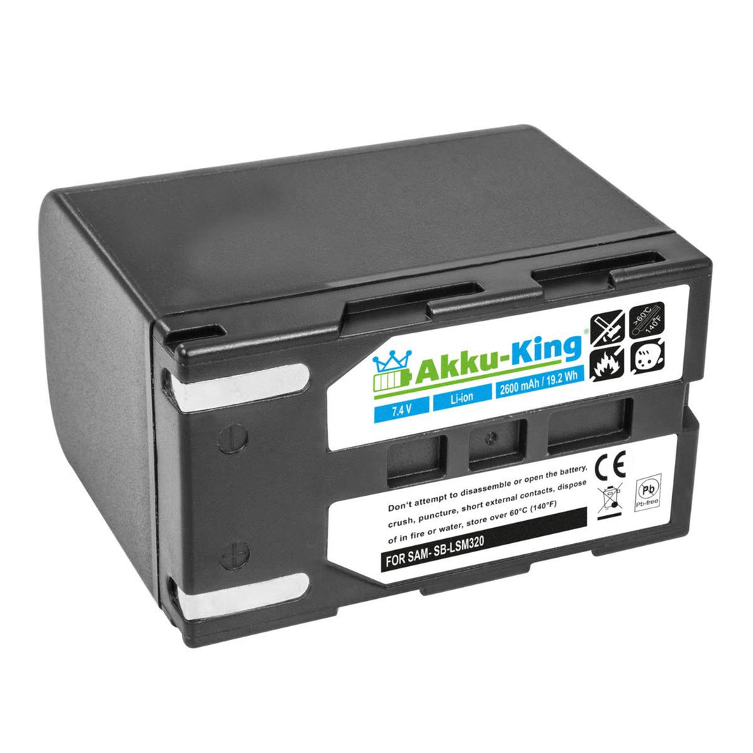 Akku-King Akku kompatibel mit Samsung SB-LSM320, SB-LS320 - Li-Ion 2600mAh - für VP-DC563i, VP-D653,