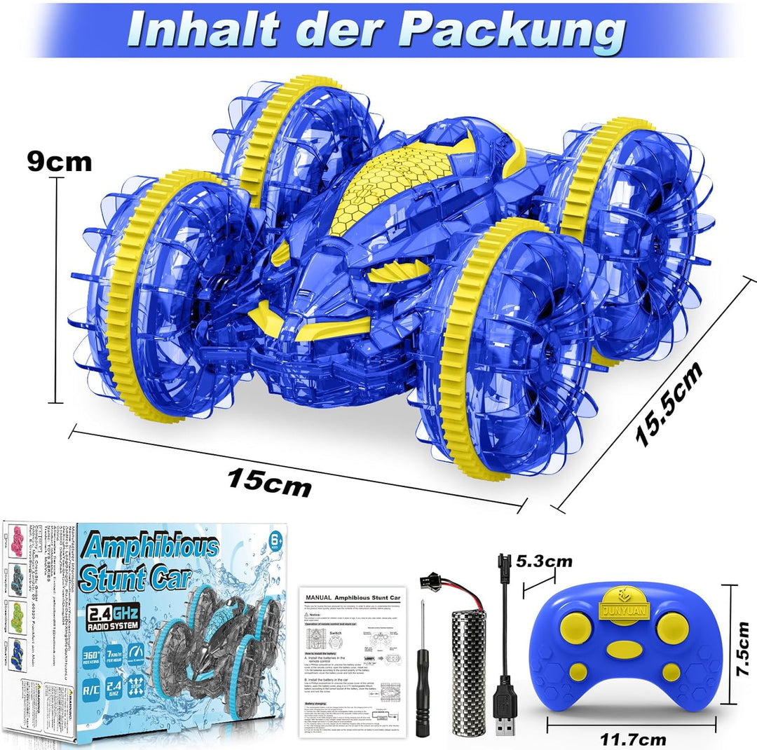 MidiVix Amphibienfahrzeug Ferngesteuertes Auto, 90 Min Spielzeit, 2.4GHz Double-Sided Stunt RC Auto