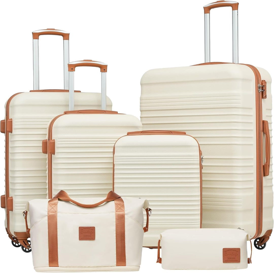 COOLIFE Koffer-set Trolley Koffer ABS Hartschale Reisekoffer 4 Rollen TSA-Schloss einziehbarer Troll