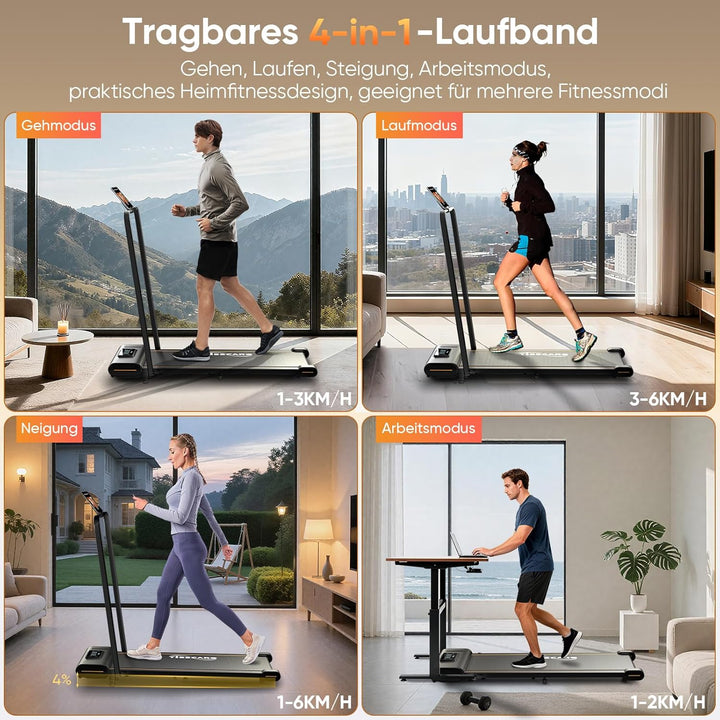 TISSCARE Laufband für Zuhause Büro, Leises Walking Pad mit Aufgerüsteter Lauffläche 140.7 cm & 55.5