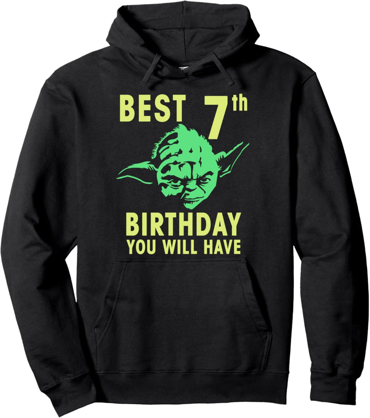 Star Wars Yoda Best 7th Birthday You Will Have Stencil Pullover Hoodie