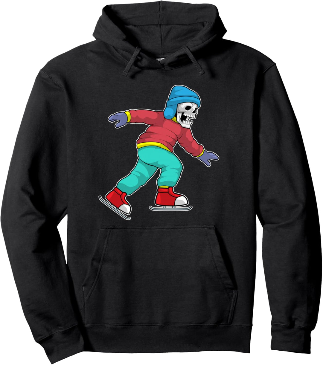 Skelett Eislaufen Schlittschuhe Wintersport Pullover Hoodie