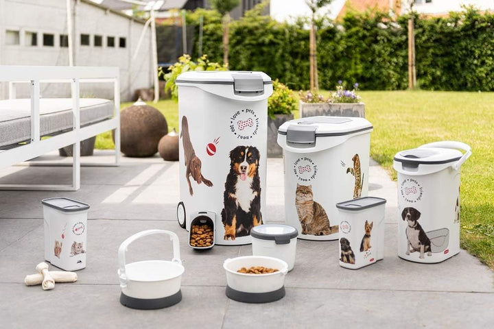 Curver 241095 Futter-Container 12kg I 35L, weiss/grau/Love Pets Hunde, 49,3 x 27,8 x 42,5 cm Weiss /