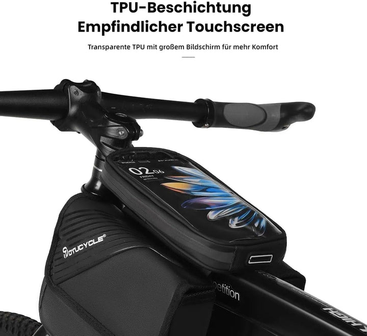 wasserdichte Fahrrad-Lenker-Tasche, 2,5 Liter, geeignet für Smartphones bis zu Einer Grösse von 6,8