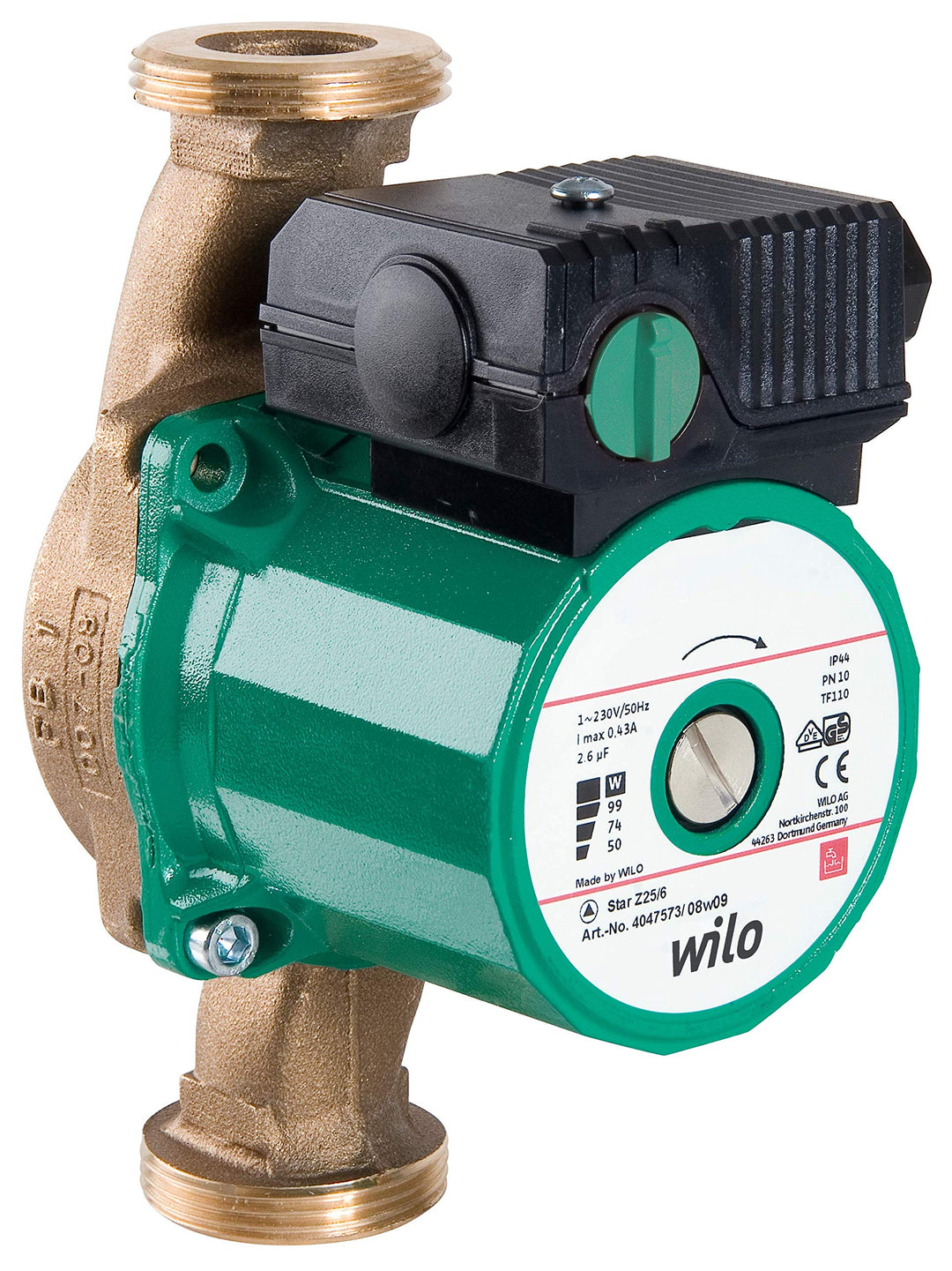 Wilo-Star-Z 25/6-3, Trinkwasser- Zirkulationspumpe, Nassläufer, Baulänge 180mm, G1 1/2