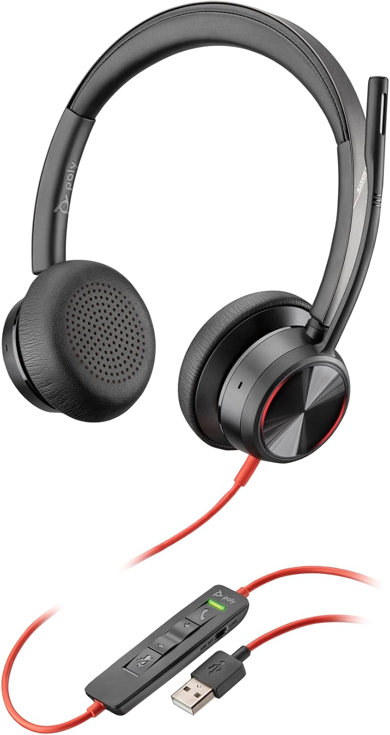 Poly Stereo-Headset 'Blackwire 8225' mit USB-A Anschluss, Active Noise Cancelling und flexiblem Mikr