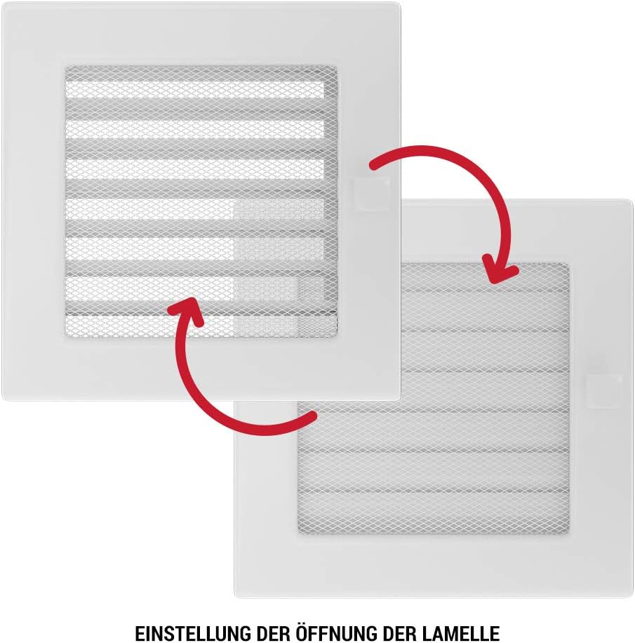 Kratki Lüftungsgitter Kamingitter 17cm x 37cm weiss mit Jalousien 17 x 37 cm Weiss, 17 x 37 cm Weiss