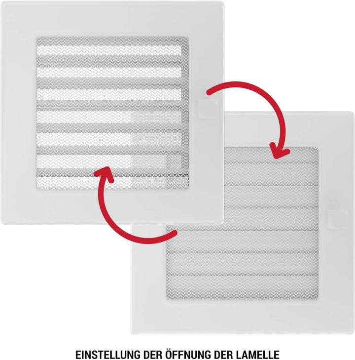 Kratki Lüftungsgitter Kamingitter 17cm x 37cm weiss mit Jalousien 17 x 37 cm Weiss, 17 x 37 cm Weiss