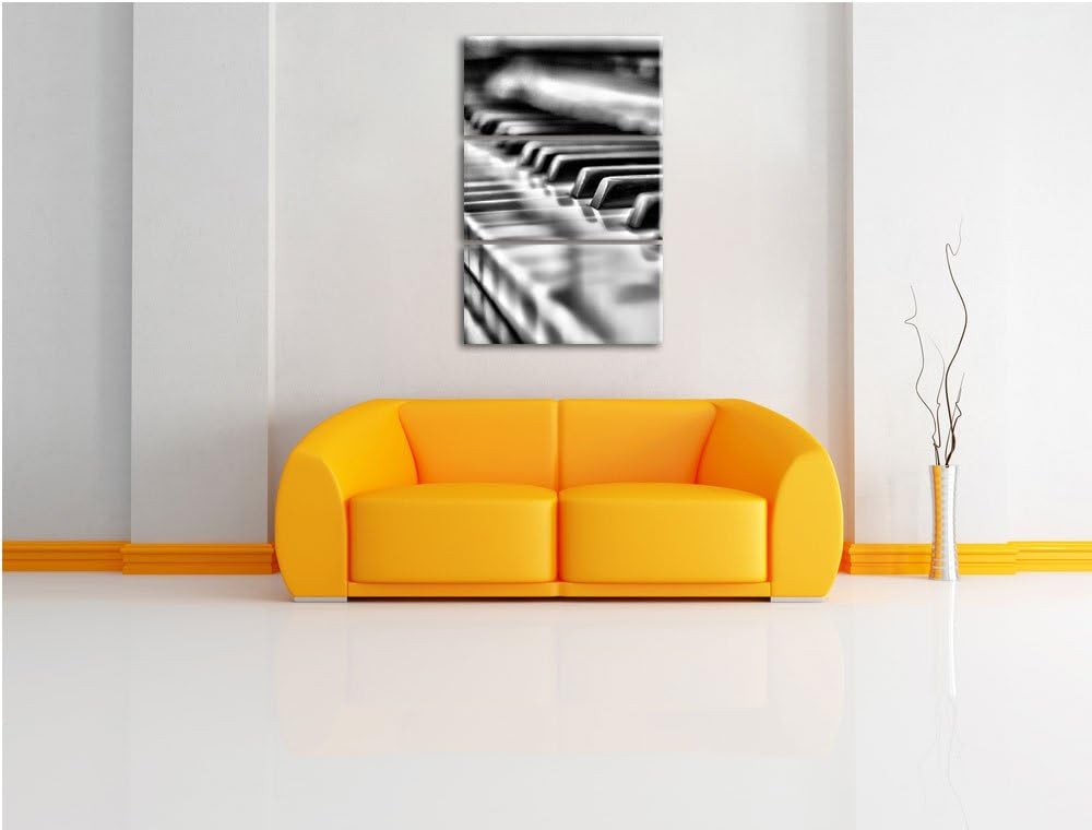 Pixxprint Elegantes Klavier als Leinwandbild/Grösse: 3 Teilig (120x80 cm) cm/Wandbild/Kunstdruck/fer