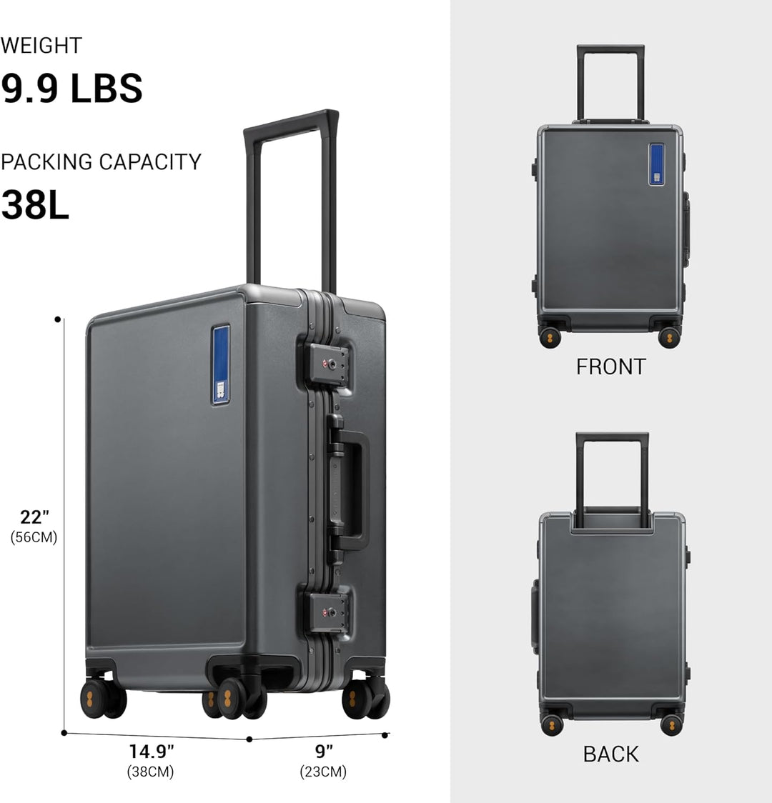 LEVEL8 Koffer, Reisekoffer Aluminium Rahmen, Handgepäck Koffer Cabin Trolley Hartschalen Spinner Mit