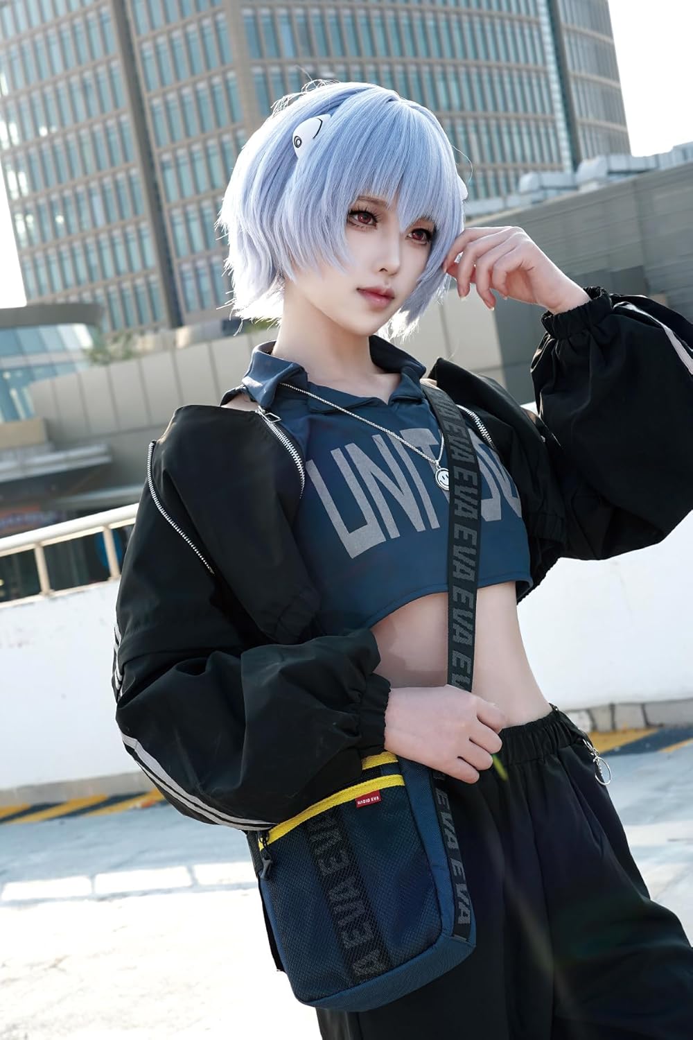FIREFIRST x RADIO EVA - Evangelion Mini Shoulder Bags Schule Schultertaschen Blau W15×H23×D8（cm）, Bl